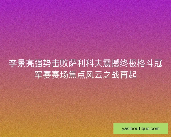 李景亮强势击败萨利科夫震撼终极格斗冠军赛赛场焦点风云之战再起