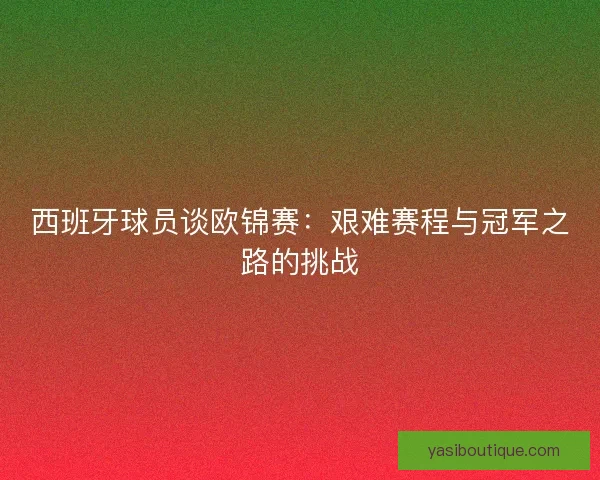 西班牙球员谈欧锦赛：艰难赛程与冠军之路的挑战